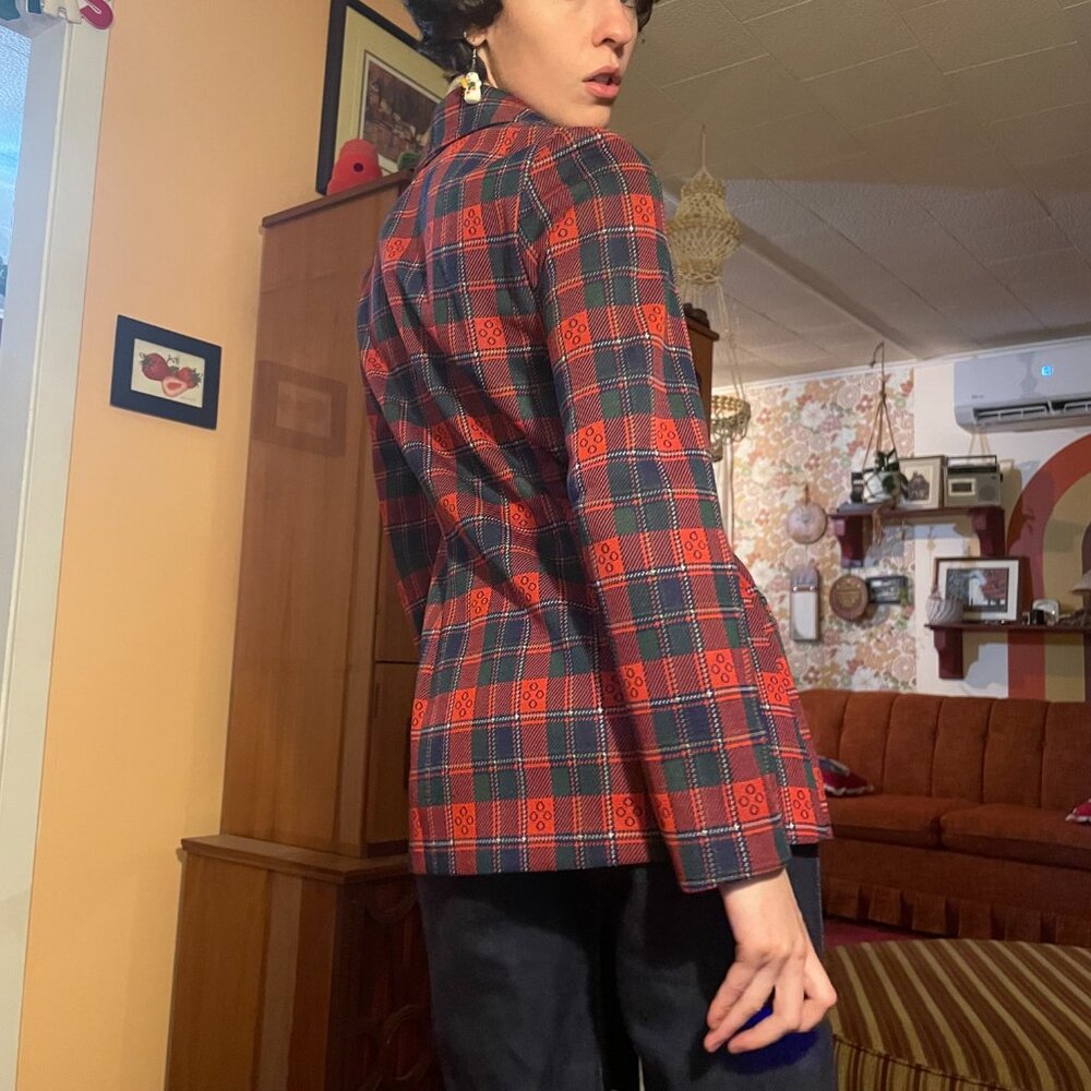 1970s metal button wyndham plaid pocket blazer - made in canada! - Picture 9 of 12